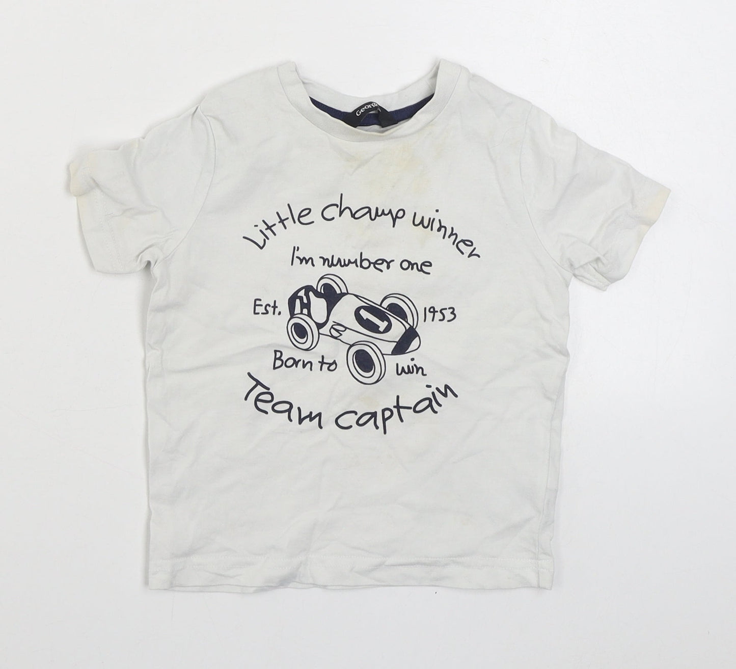 George Boys White  100% Cotton Basic T-Shirt Size 12-18 Months Round Neck Pullover