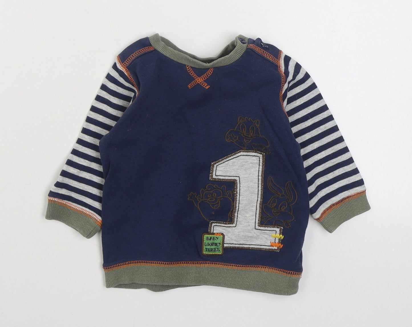 Geoge Boys Blue  100% Cotton Pullover Jumper Size 12-18 Months  Pullover - Looney Tunes