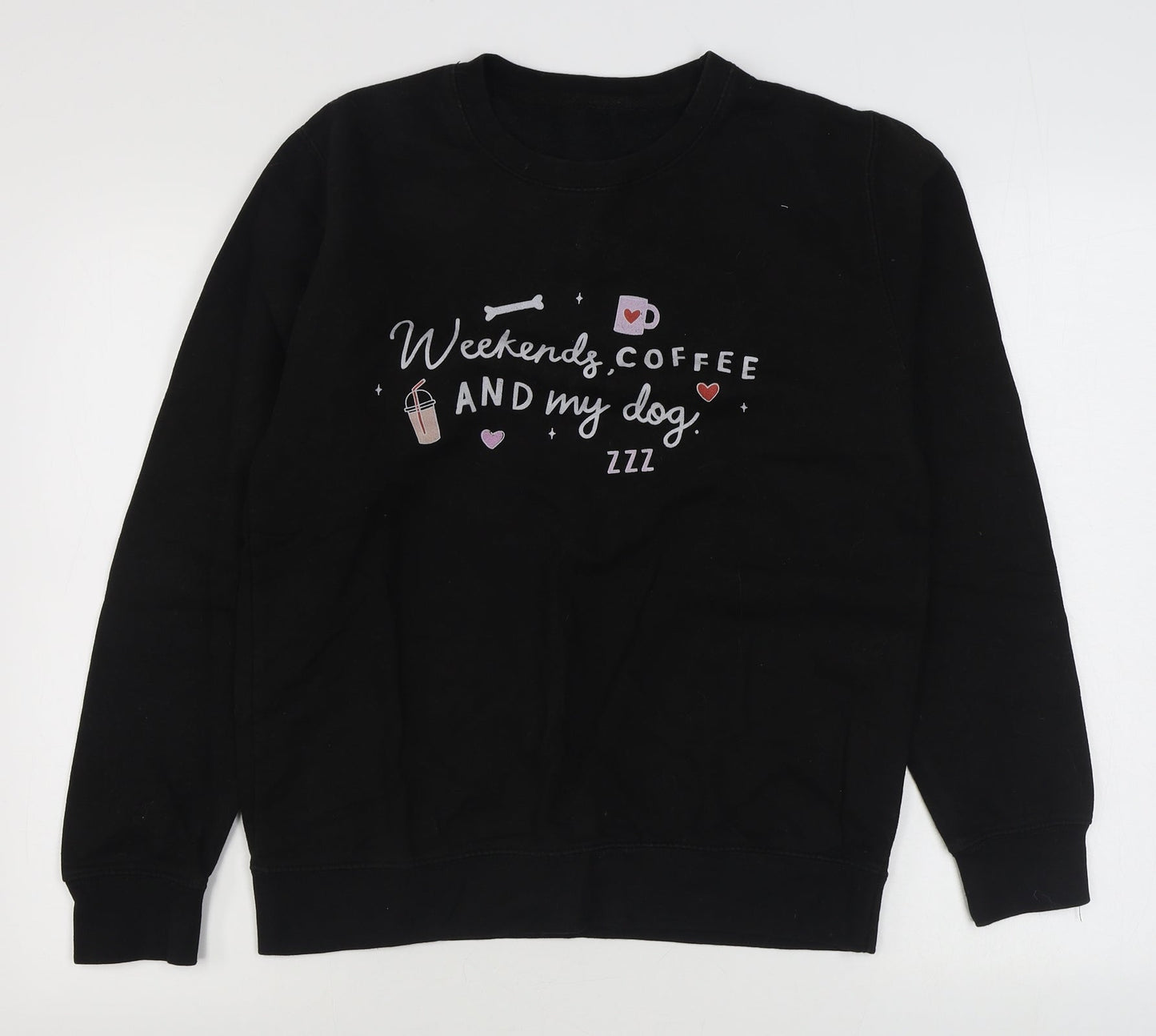 Preworn Womens Black  Cotton Pullover Sweatshirt Size M  Pullover