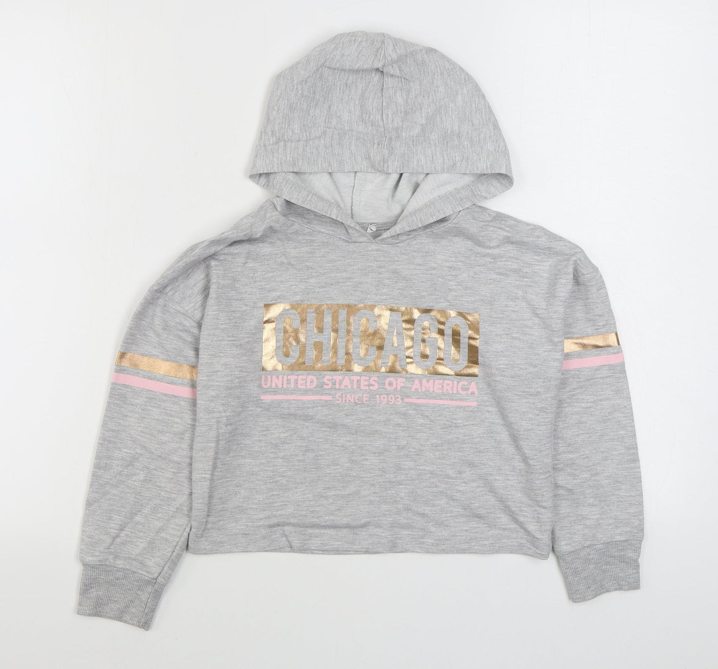Primark Girls Grey  Polyester Pullover Hoodie Size 9-10 Years  Pullover