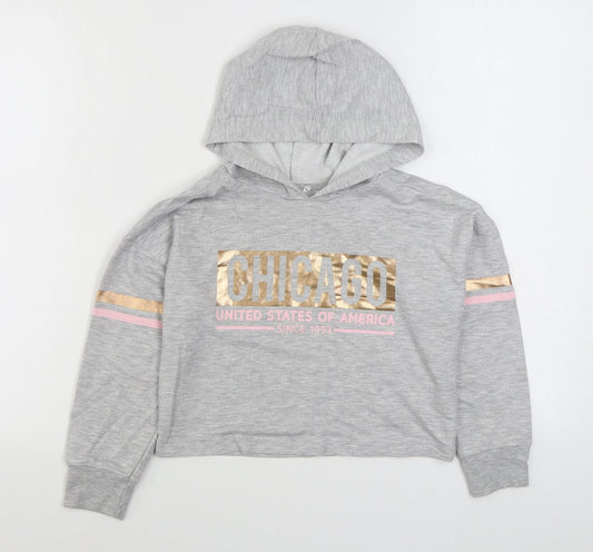 Primark Girls Grey  Polyester Pullover Hoodie Size 9-10 Years  Pullover