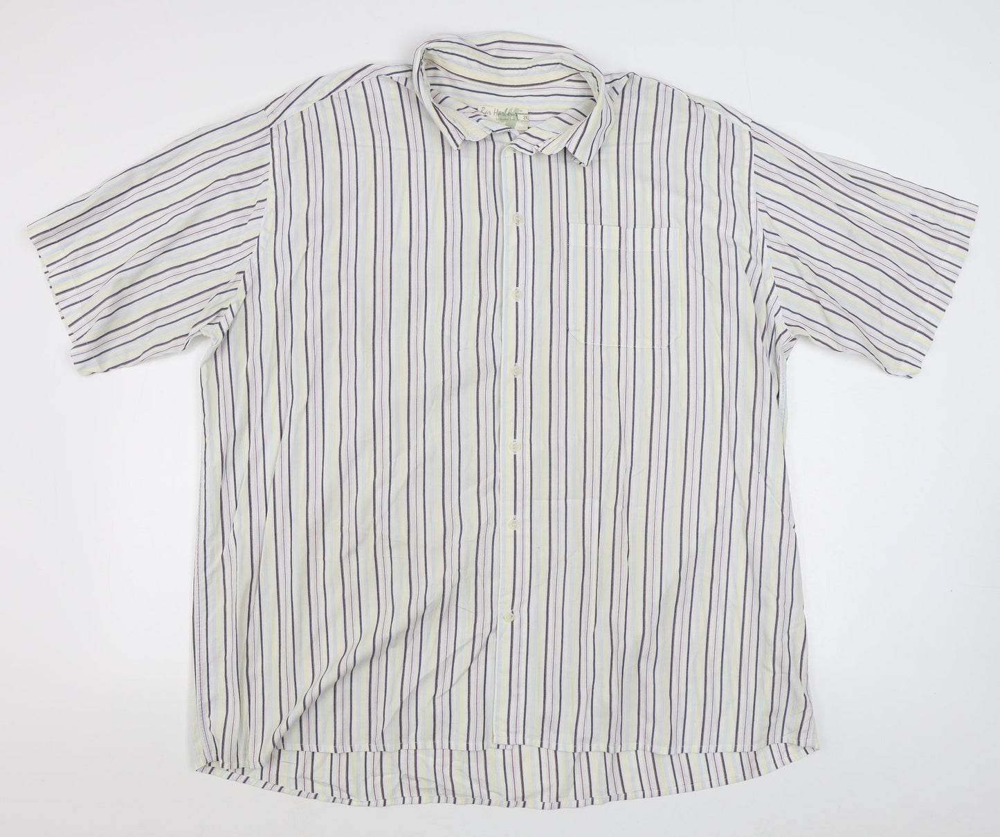 Ben Harbour Mens Multicoloured Striped Cotton  Button-Up Size 2XL Collared Button