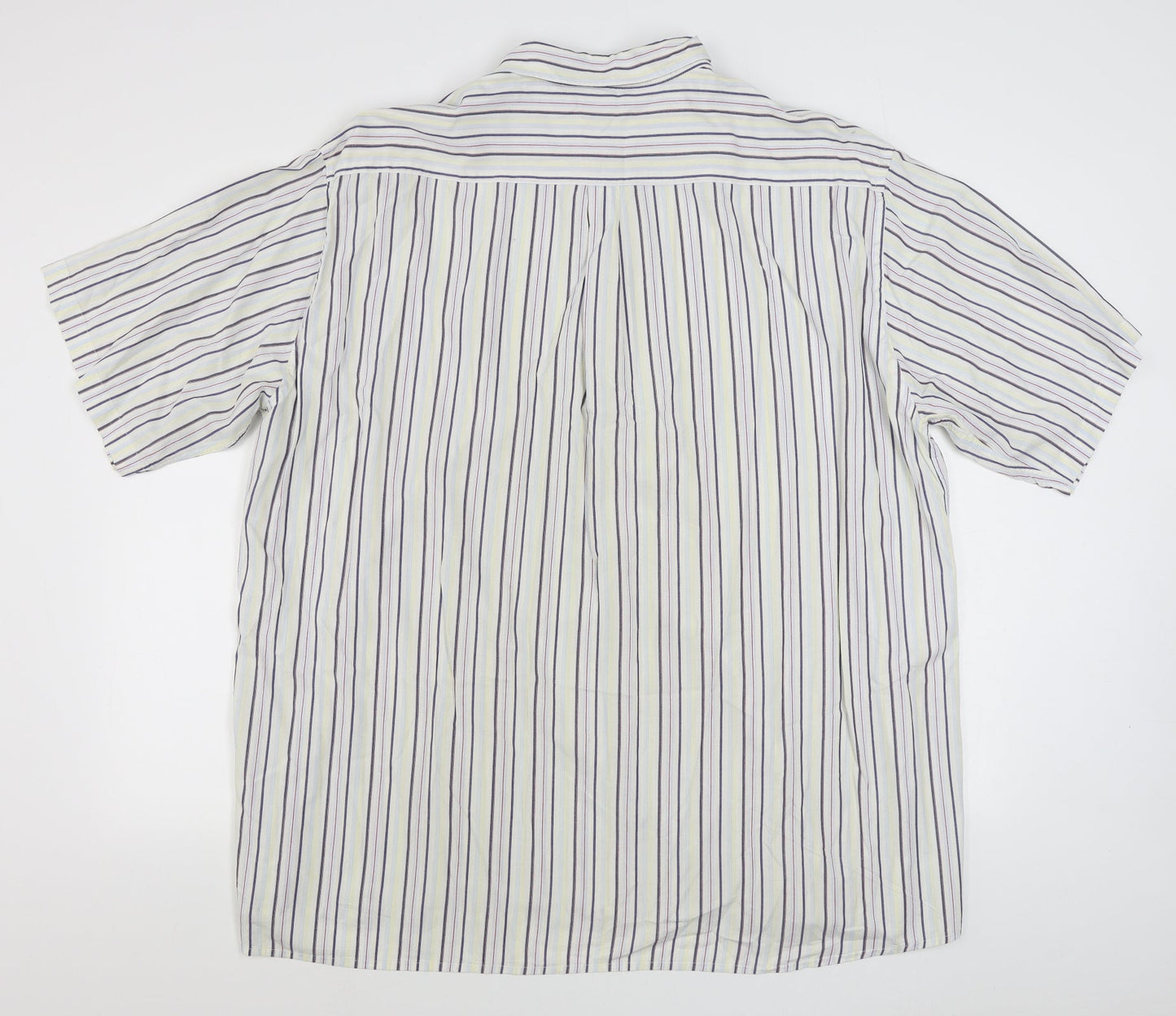 Ben Harbour Mens Multicoloured Striped Cotton  Button-Up Size 2XL Collared Button
