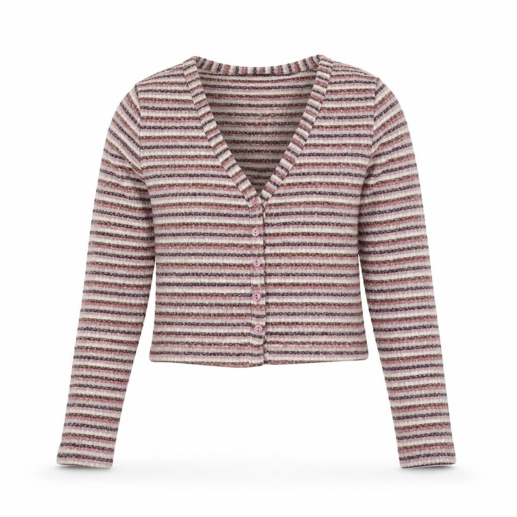 Primark Womens Multicoloured V-Neck Striped Polyester Cardigan Jumper Size XS