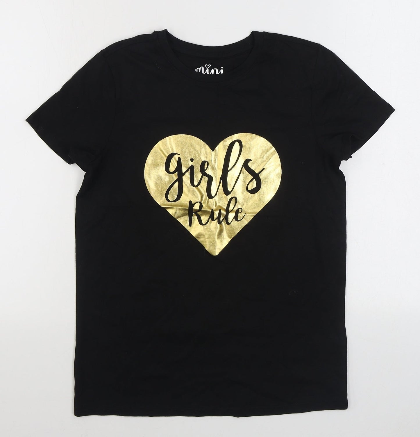 Matalan Girls Black  100% Cotton Basic T-Shirt Size 13 Years Round Neck Pullover