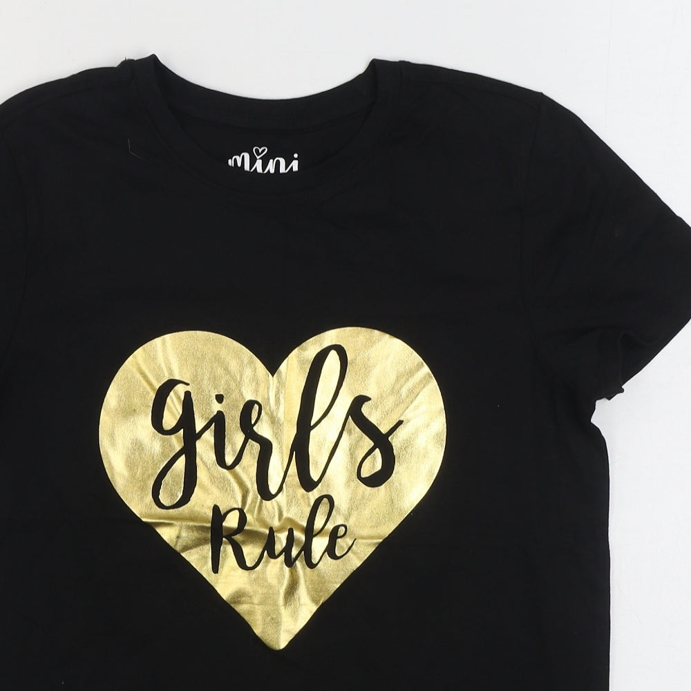 Matalan Girls Black  100% Cotton Basic T-Shirt Size 13 Years Round Neck Pullover
