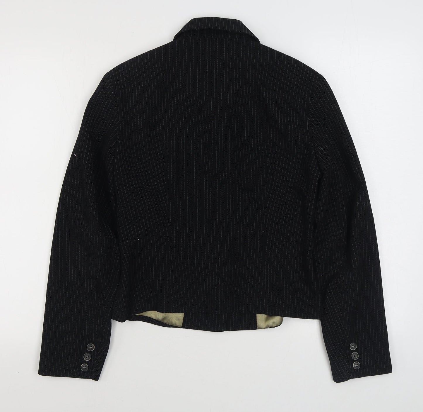 Wallis Womens Black Striped  Jacket Blazer Size 10  Button