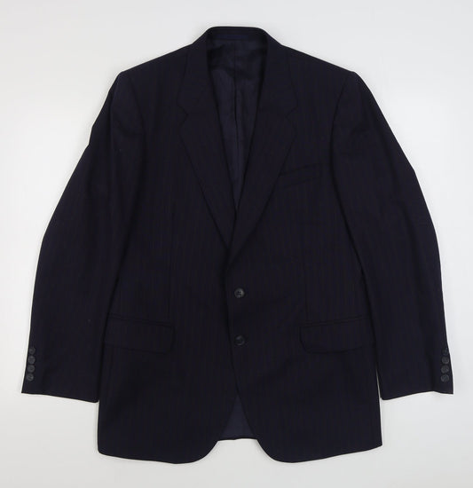 St Michaels Mens Blue Striped Wool Jacket Suit Jacket Size 40