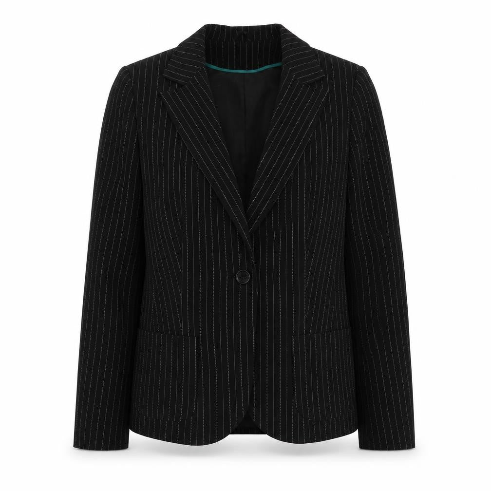 Dorothy Perkins Womens Black Striped  Jacket Blazer Size 12  Button