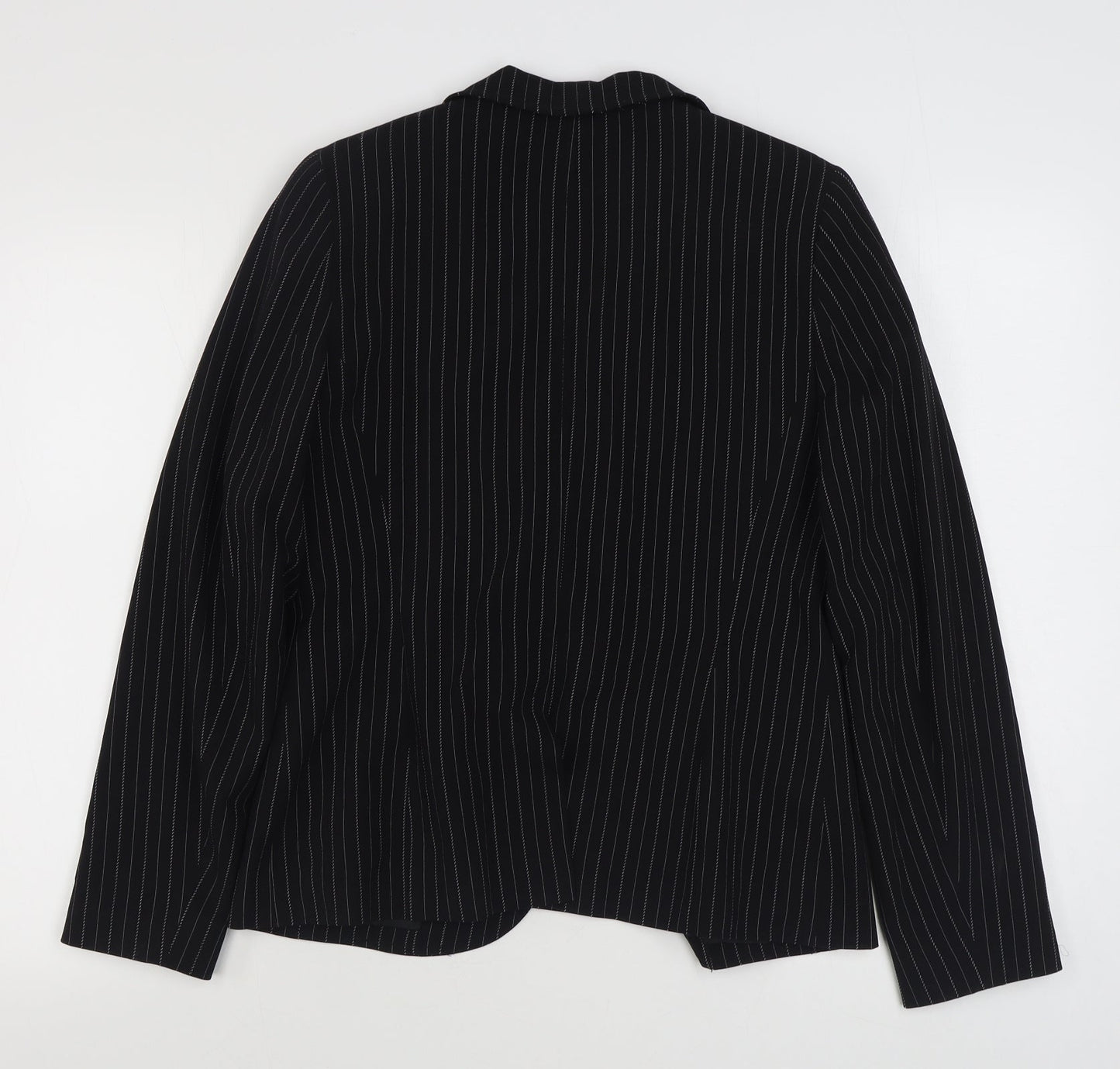 Dorothy Perkins Womens Black Striped  Jacket Blazer Size 12  Button
