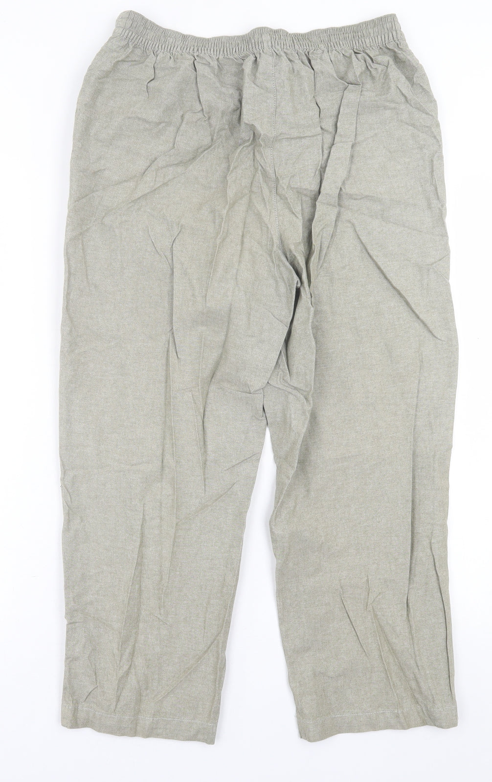Isle Essentials  Womens Green  Cotton Trousers  Size 12 L24 in Regular Tie