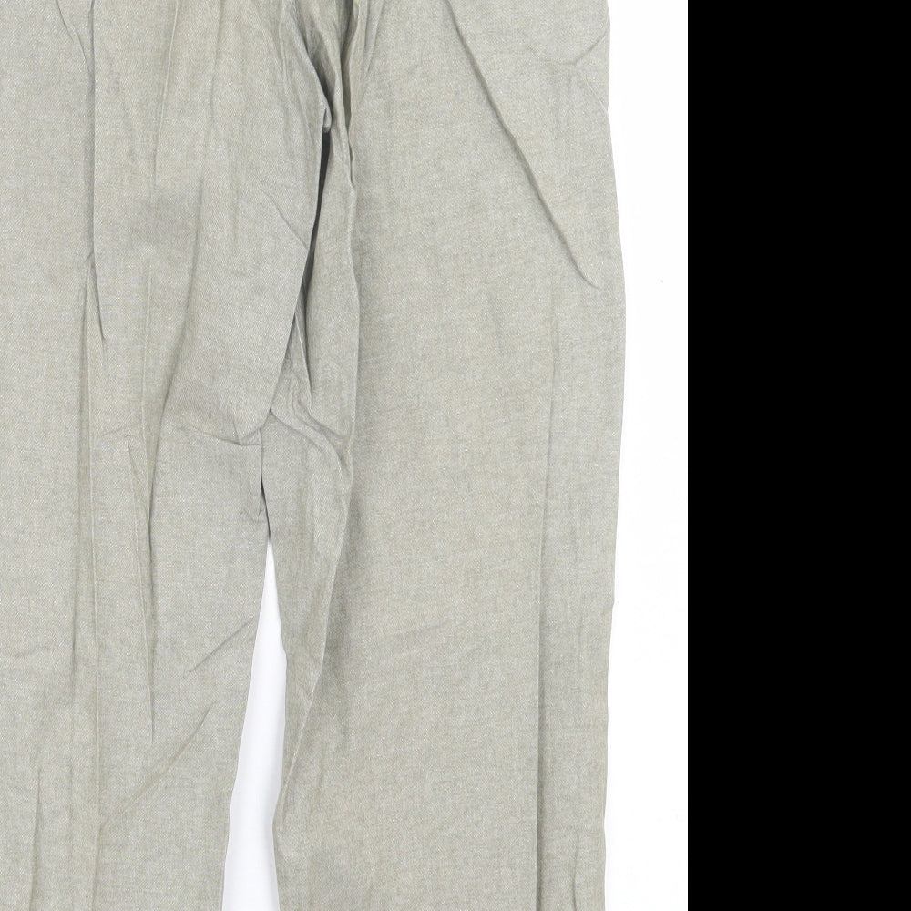 Isle Essentials  Womens Green  Cotton Trousers  Size 12 L24 in Regular Tie