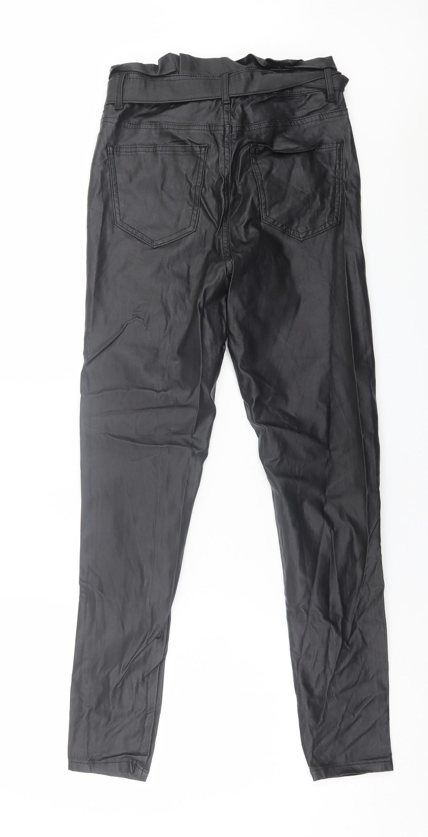 New Look Womens Black  Viscose Skinny Jeans Size 10 L29 in Regular Button - Leather Look