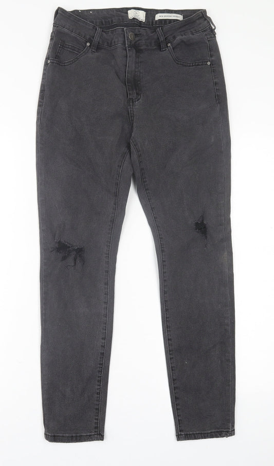Preloved Cotton On Womens Black  Cotton Skinny Jeans Size 12 L27 in Regular Button - Front