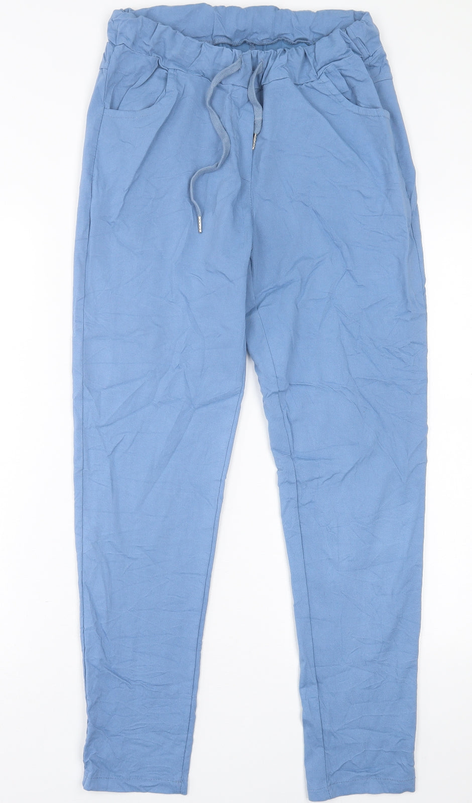 Preworn Womens Blue  Viscose Trousers  Size 32 in L28 in Regular Tie