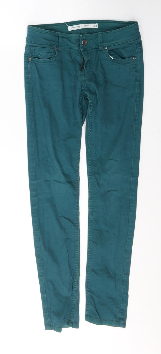 72D Womens Green  Cotton Skinny Jeans Size 30 in L29 in Regular Button