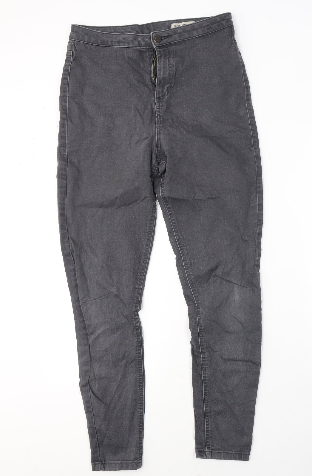 Marks and Spencer Womens Grey  Cotton Skinny Jeans Size 14 L28 in Regular Button