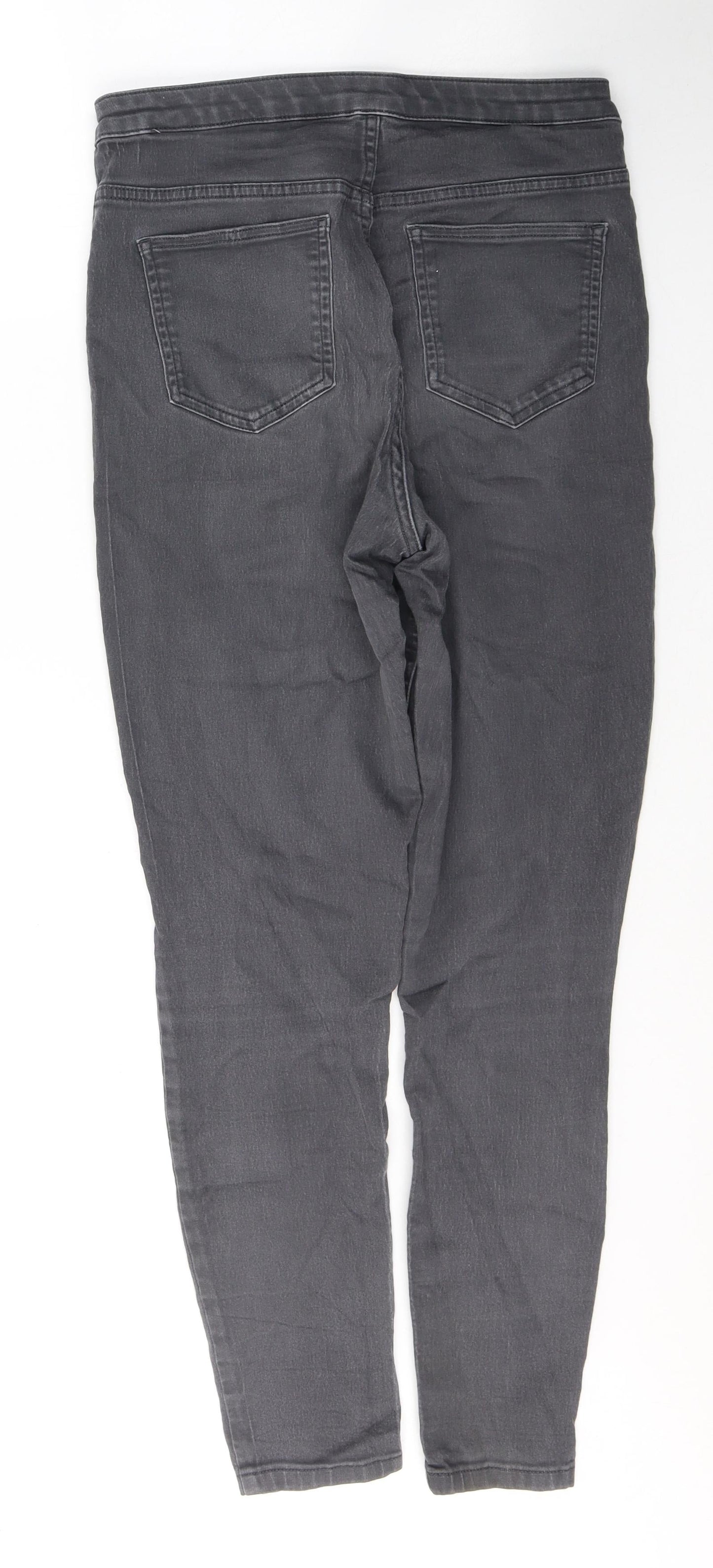 Marks and Spencer Womens Grey  Cotton Skinny Jeans Size 14 L28 in Regular Button
