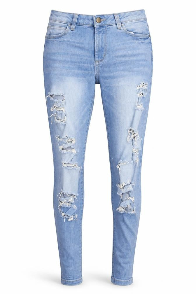 Denim & Co. Womens Blue  Cotton Skinny Jeans Size 10 L27 in Regular Button