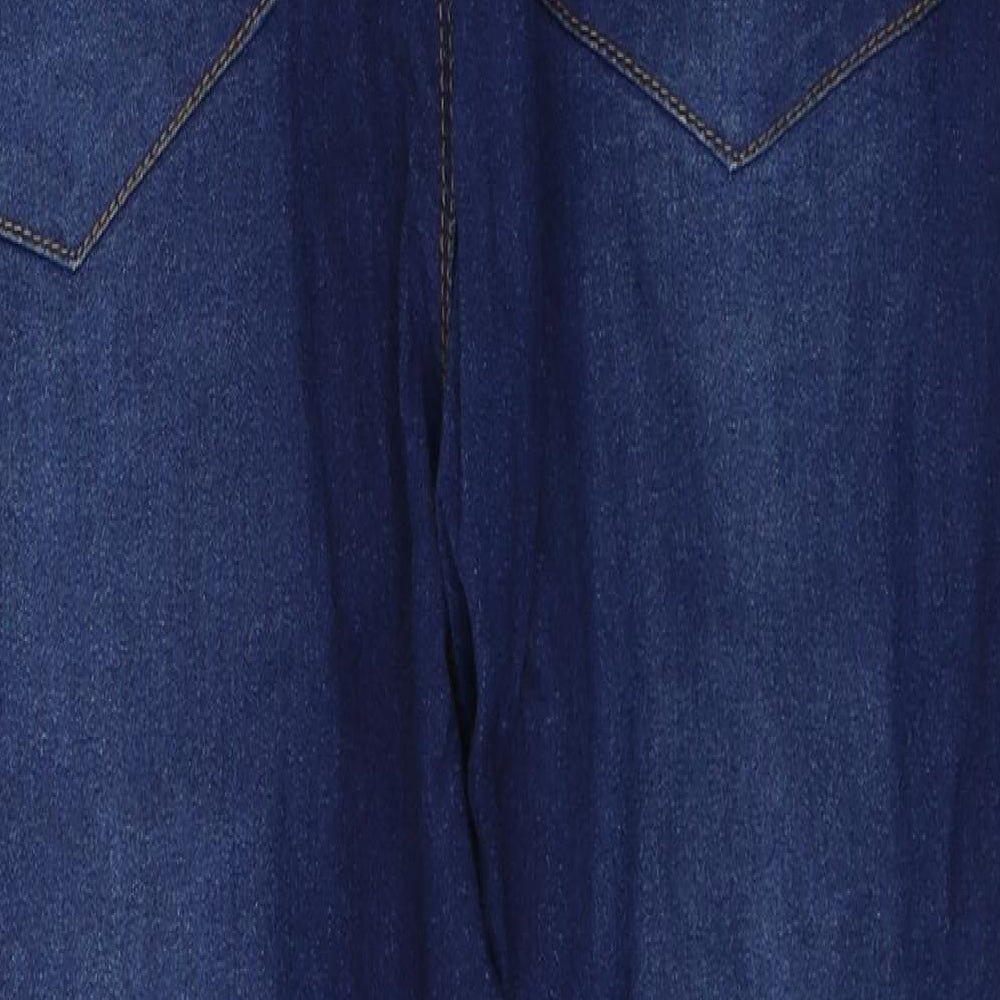 Preworn Womens Blue  Cotton Cropped Jeans Size 30 in L24 in Regular Button