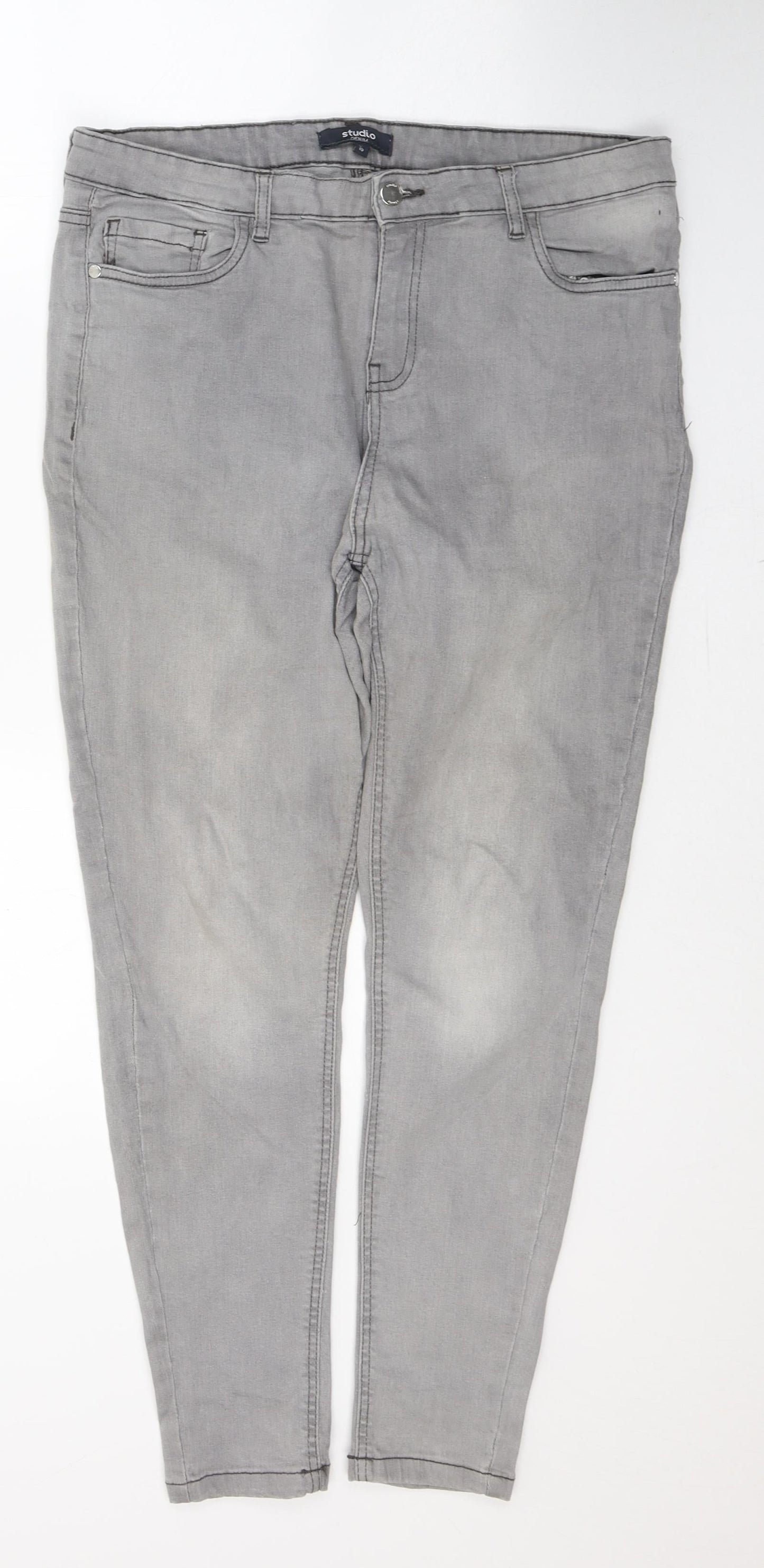 Studio Womens Grey  Cotton Skinny Jeans Size 10 L26 in Regular Button