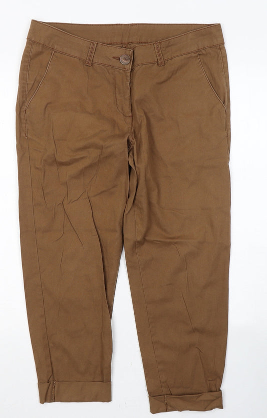 Preworn Womens Brown  Cotton Cropped Jeans Size 32 L22 in Regular Button
