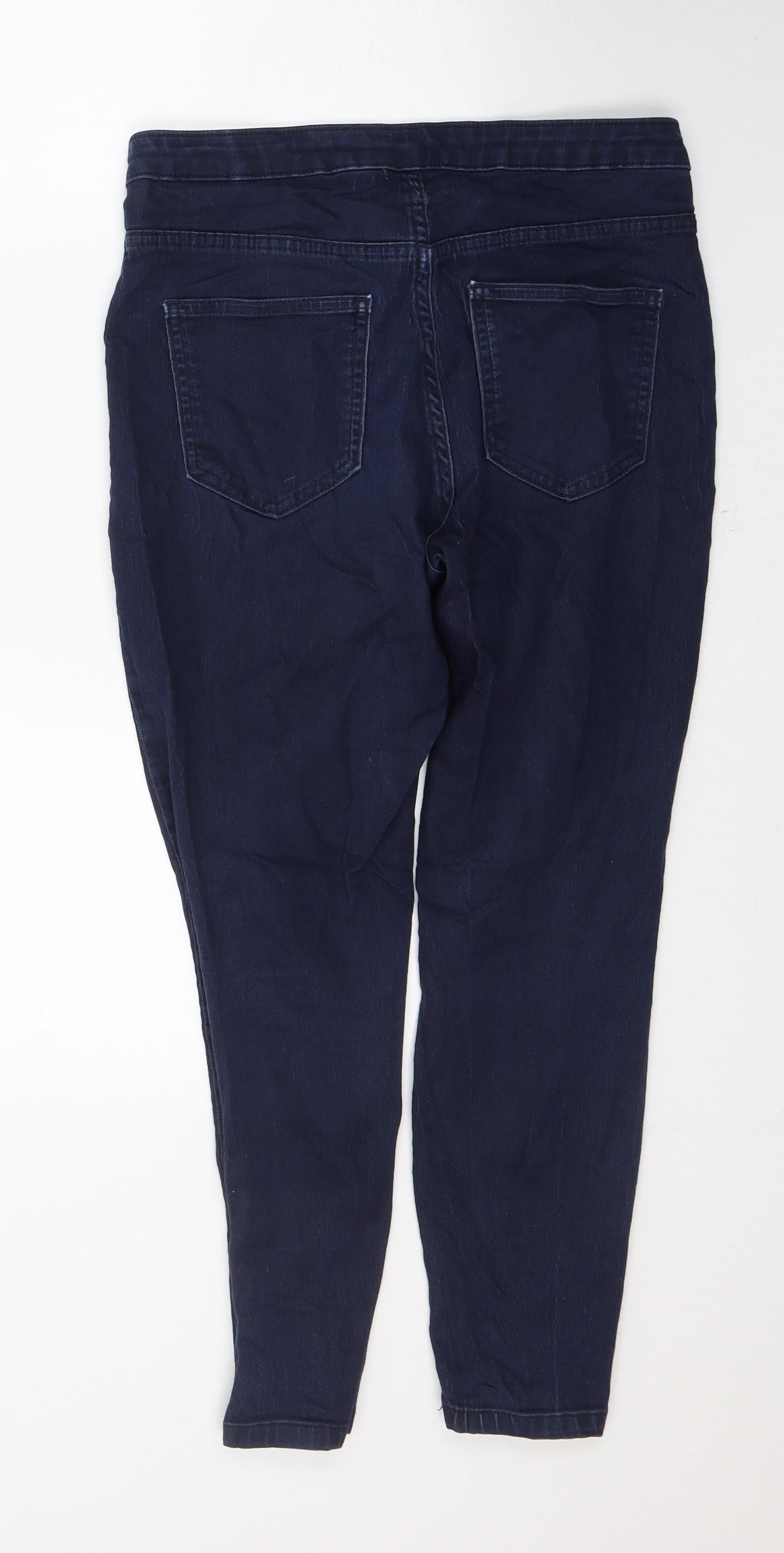 Marks and Spencer Womens Blue  Cotton Skinny Jeans Size 14 L24 in Regular Button