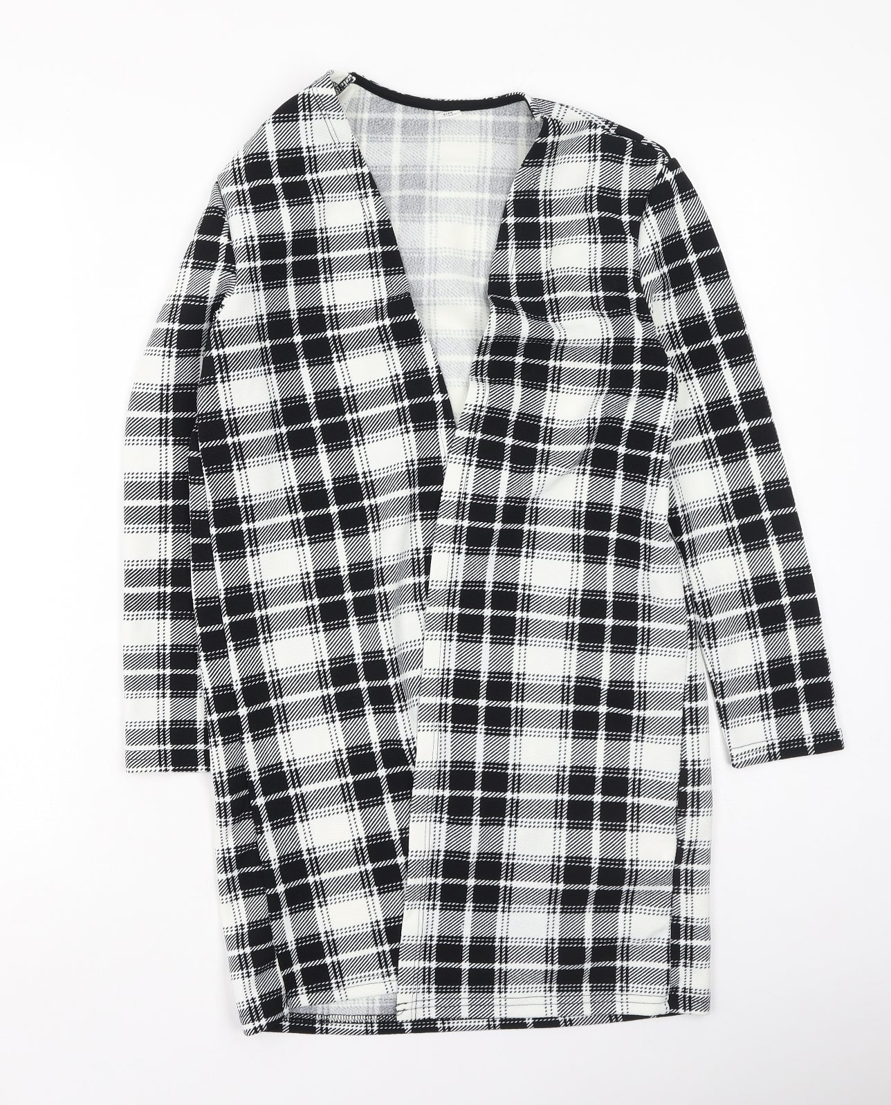 SheIn Girls Black V-Neck Plaid Viscose Cardigan Jumper Size 11-12 Years