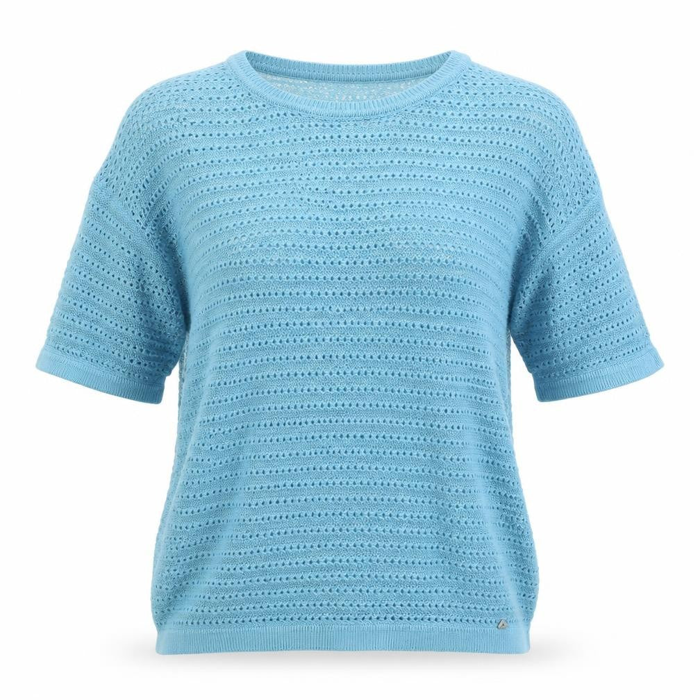 Again Womens Blue Round Neck  Cotton Pullover Jumper Size L