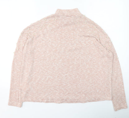 H&M Womens Pink Round Neck  Polyester Pullover Jumper Size M