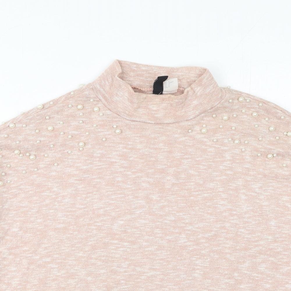 H&M Womens Pink Round Neck  Polyester Pullover Jumper Size M