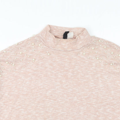 H&M Womens Pink Round Neck  Polyester Pullover Jumper Size M