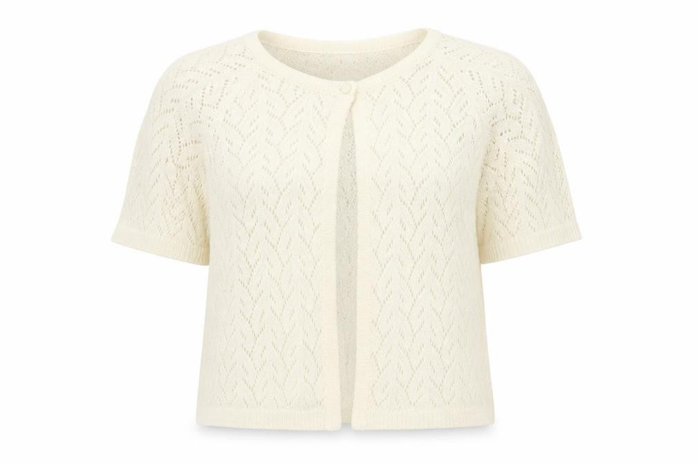 Nina Leonard Womens Ivory Round Neck  Acrylic Cardigan Jumper Size L