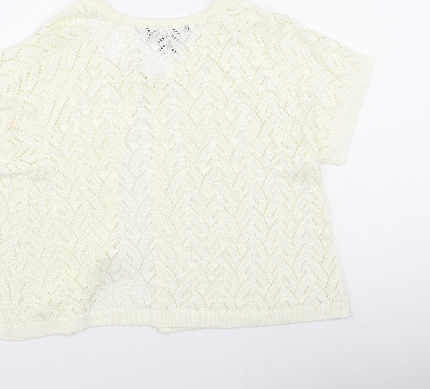 Nina Leonard Womens Ivory Round Neck  Acrylic Cardigan Jumper Size L