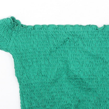 Preloved Stradivarius Womens Green  Polyester Basic T-Shirt Size M Off the Shoulder - Label