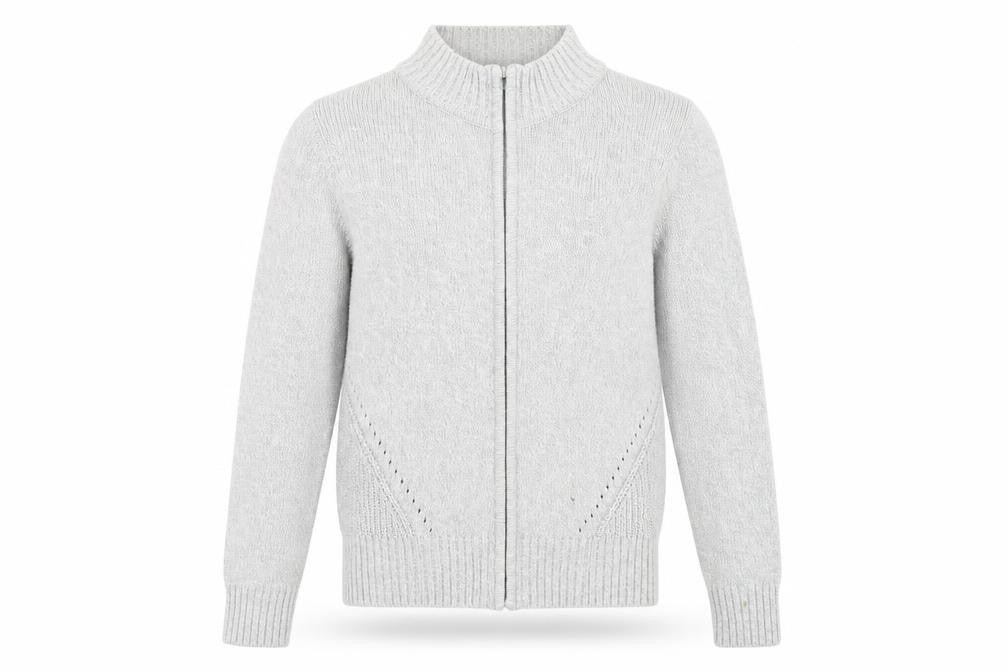 hle Mens Grey High Neck  Cotton Full Zip Jumper Size M