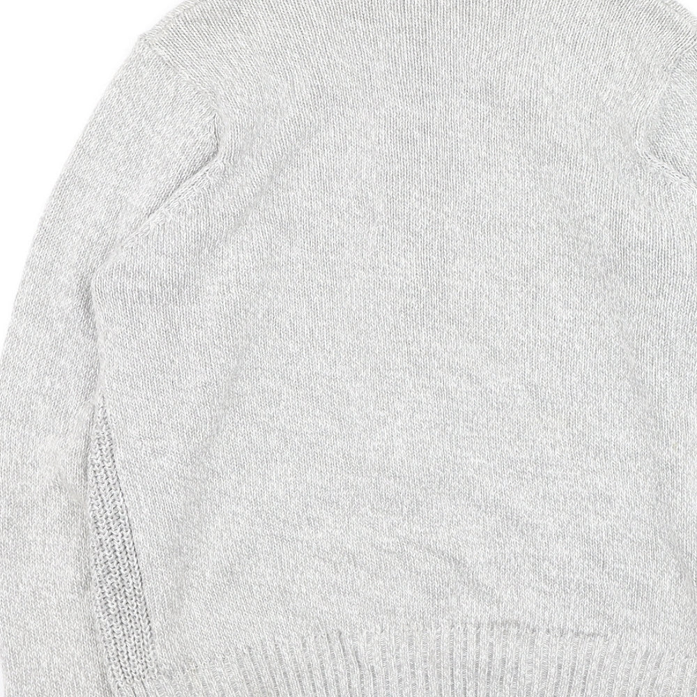 hle Mens Grey High Neck  Cotton Full Zip Jumper Size M