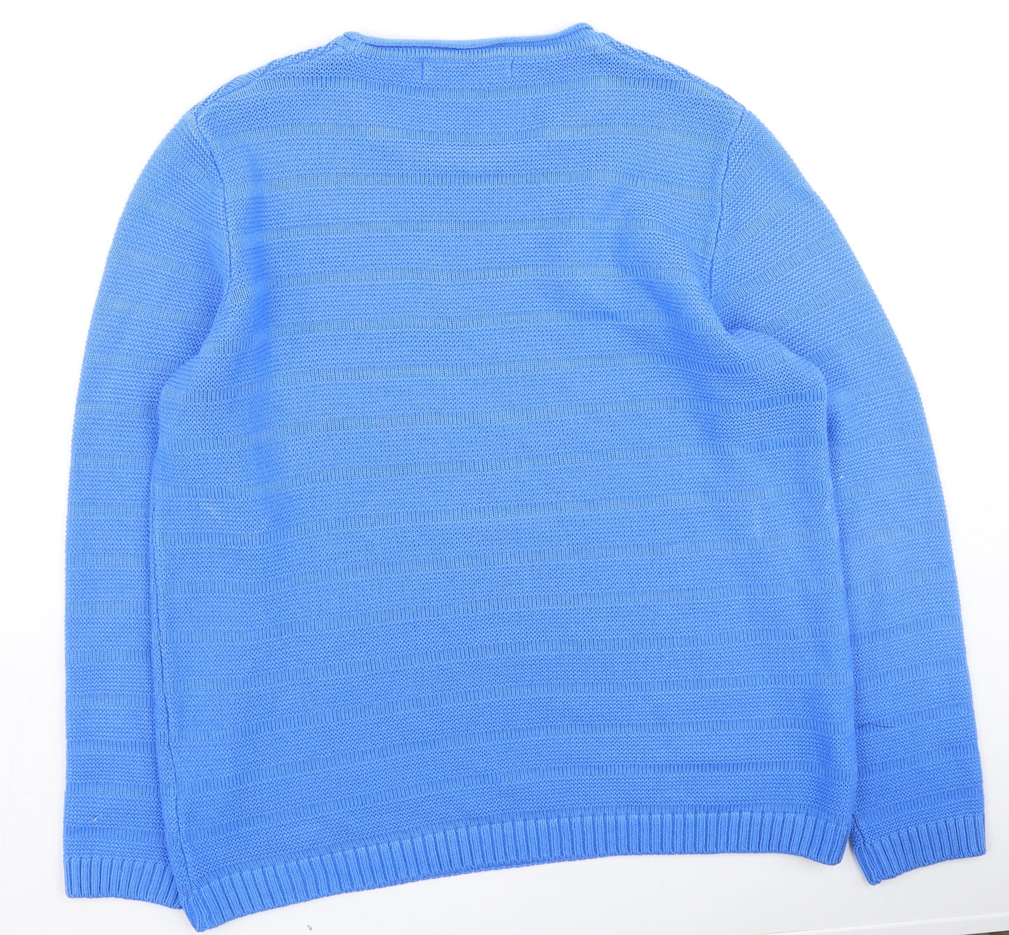 hle Womens Blue Round Neck  Acrylic Pullover Jumper Size M