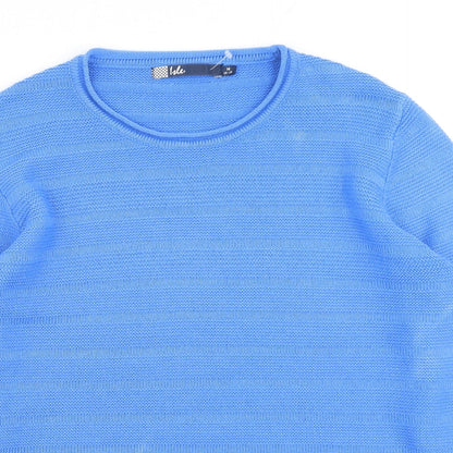 hle Womens Blue Round Neck  Acrylic Pullover Jumper Size M