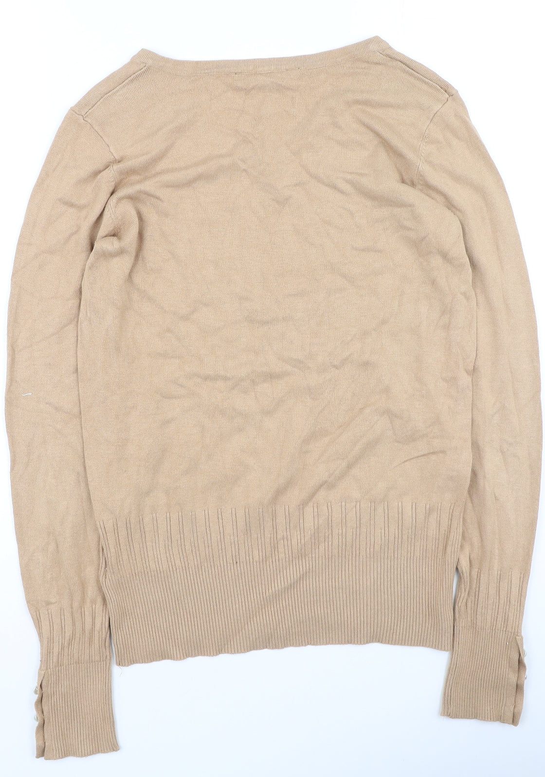 Dorothy Perkins Womens Brown V-Neck  Viscose Pullover Jumper Size 10