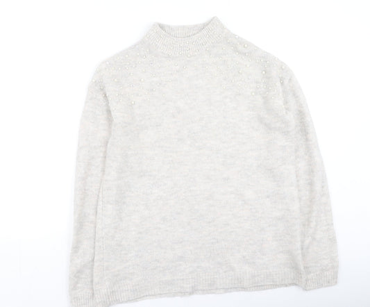 NEXT Womens Beige Round Neck  Acrylic Pullover Jumper Size 12