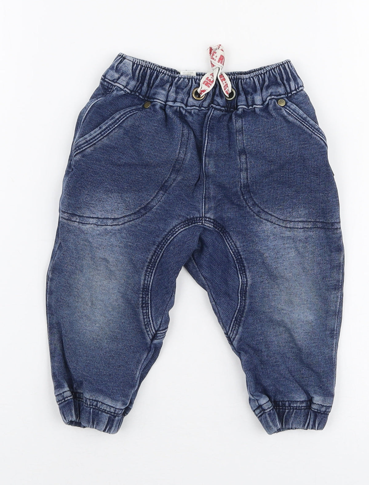 Woolies Boys Blue  Polyester Cargo Jeans Size 9-12 Months  Drawstring