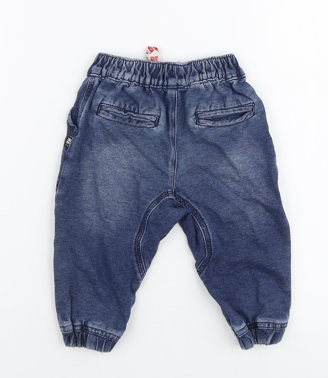 Woolies Boys Blue  Polyester Cargo Jeans Size 9-12 Months  Drawstring