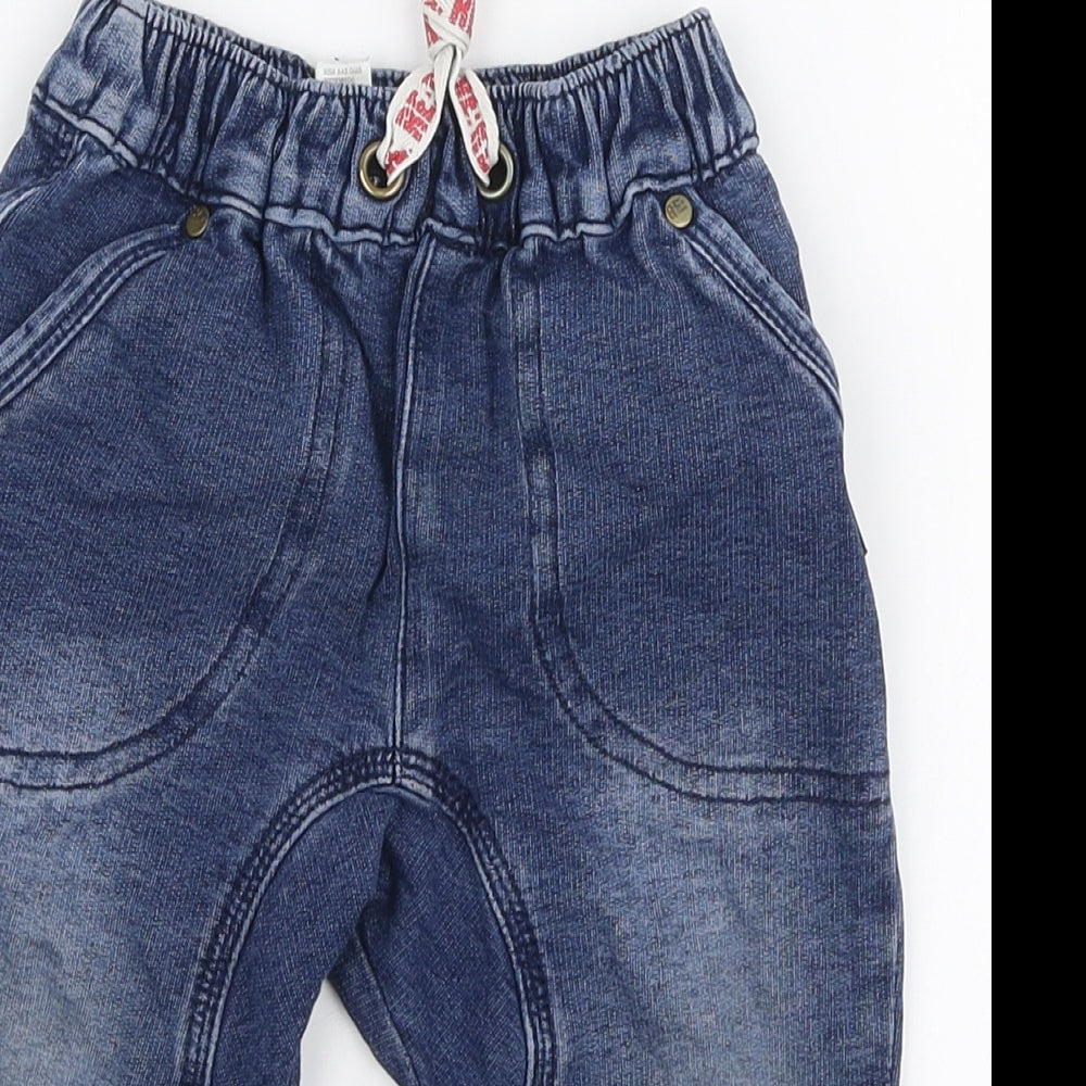 Woolies Boys Blue  Polyester Cargo Jeans Size 9-12 Months  Drawstring
