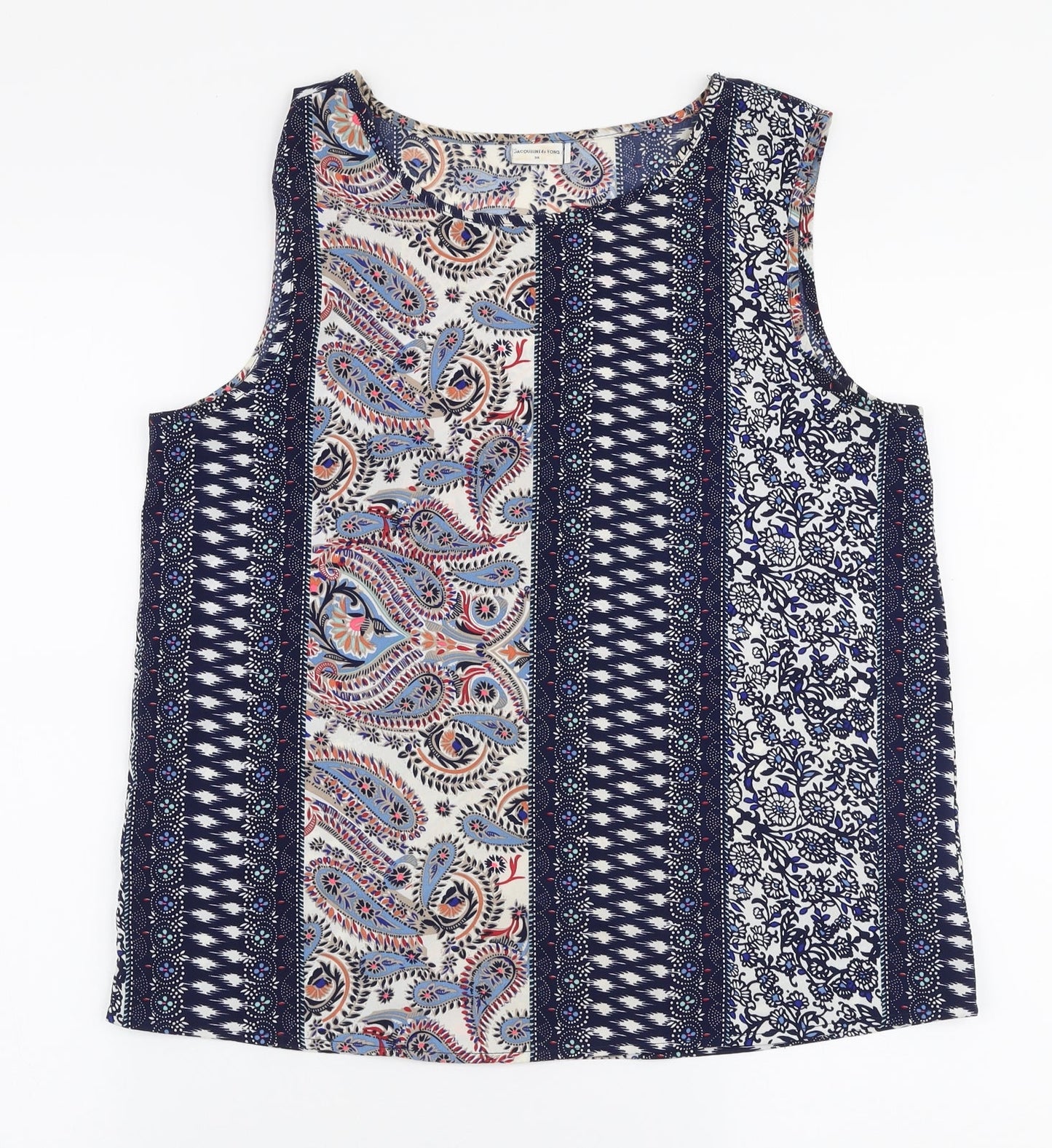 Jaqueline De Yong Womens Multicoloured Paisley Polyester Basic Blouse Size 8 Round Neck