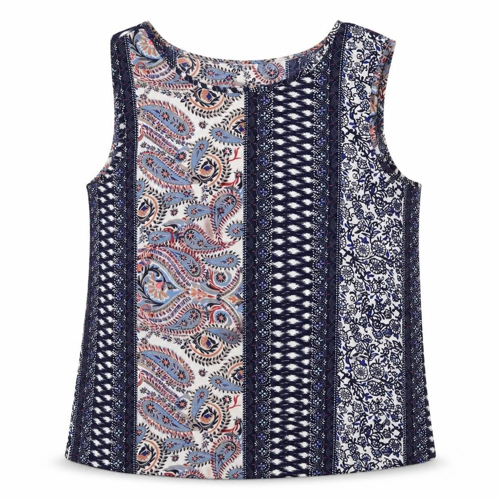 Jaqueline De Yong Womens Multicoloured Paisley Polyester Basic Blouse Size 8 Round Neck