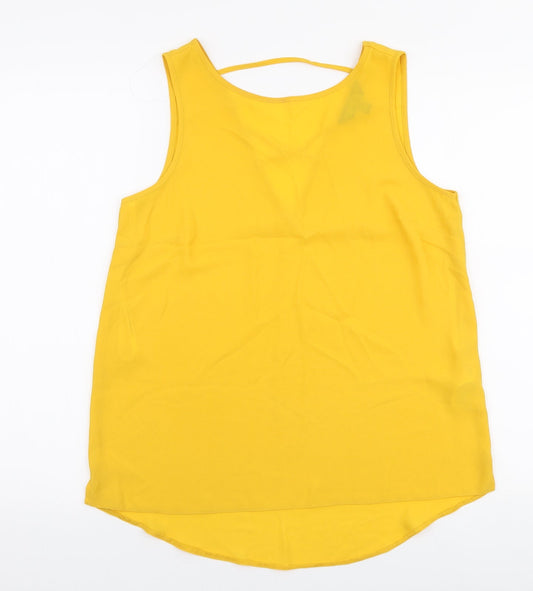 Dorothy Perkins Womens Yellow  Polyester Camisole Blouse Size 10 Round Neck