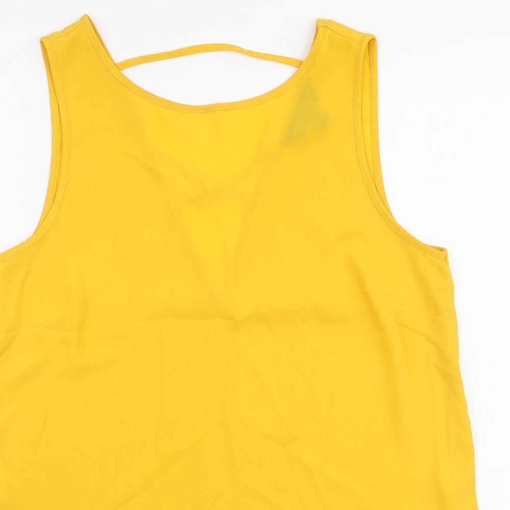 Dorothy Perkins Womens Yellow  Polyester Camisole Blouse Size 10 Round Neck
