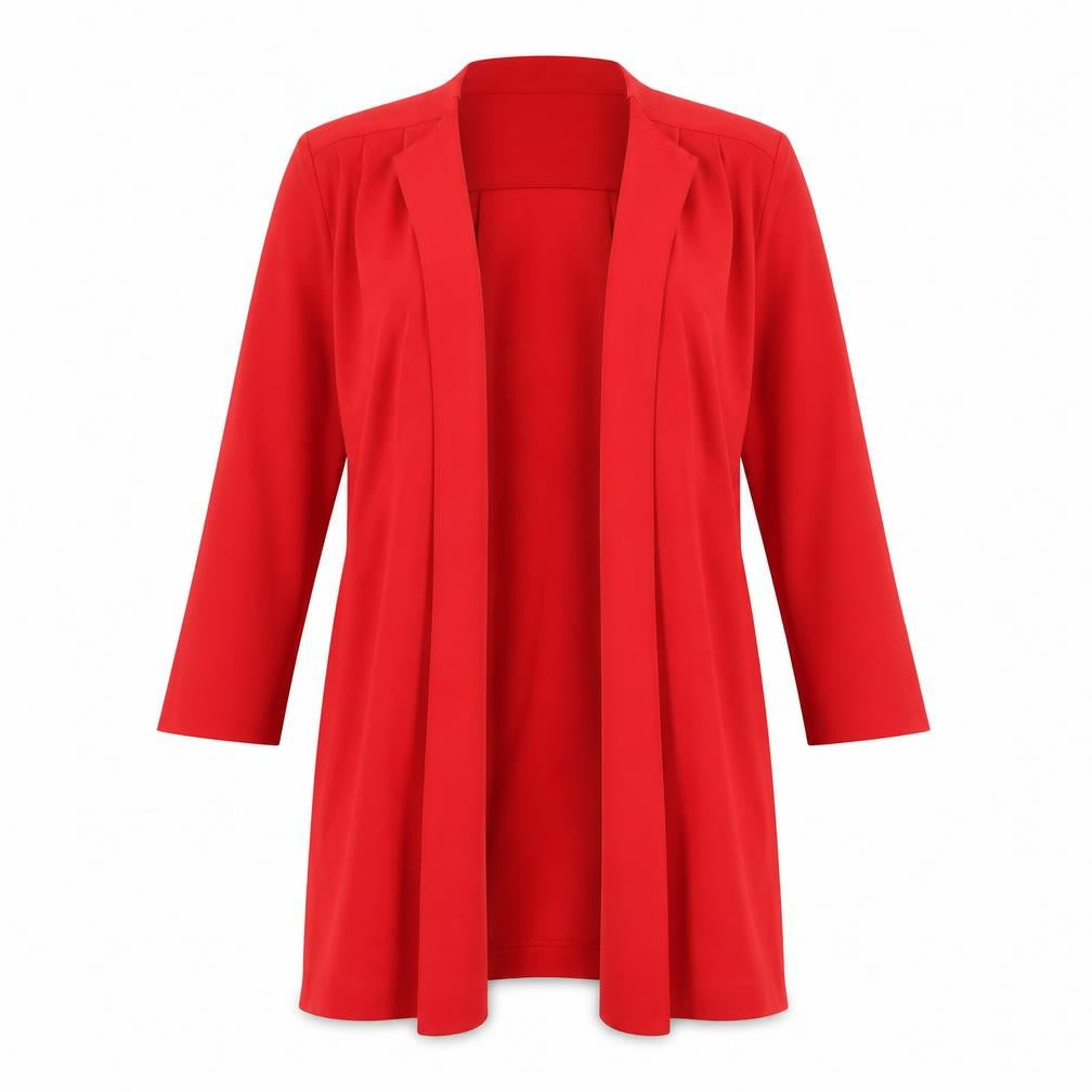 Preworn Womens Red Collared  Polyester Cardigan Jumper Size 14