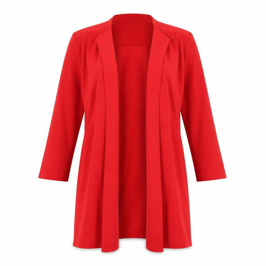 Preworn Womens Red Collared  Polyester Cardigan Jumper Size 14